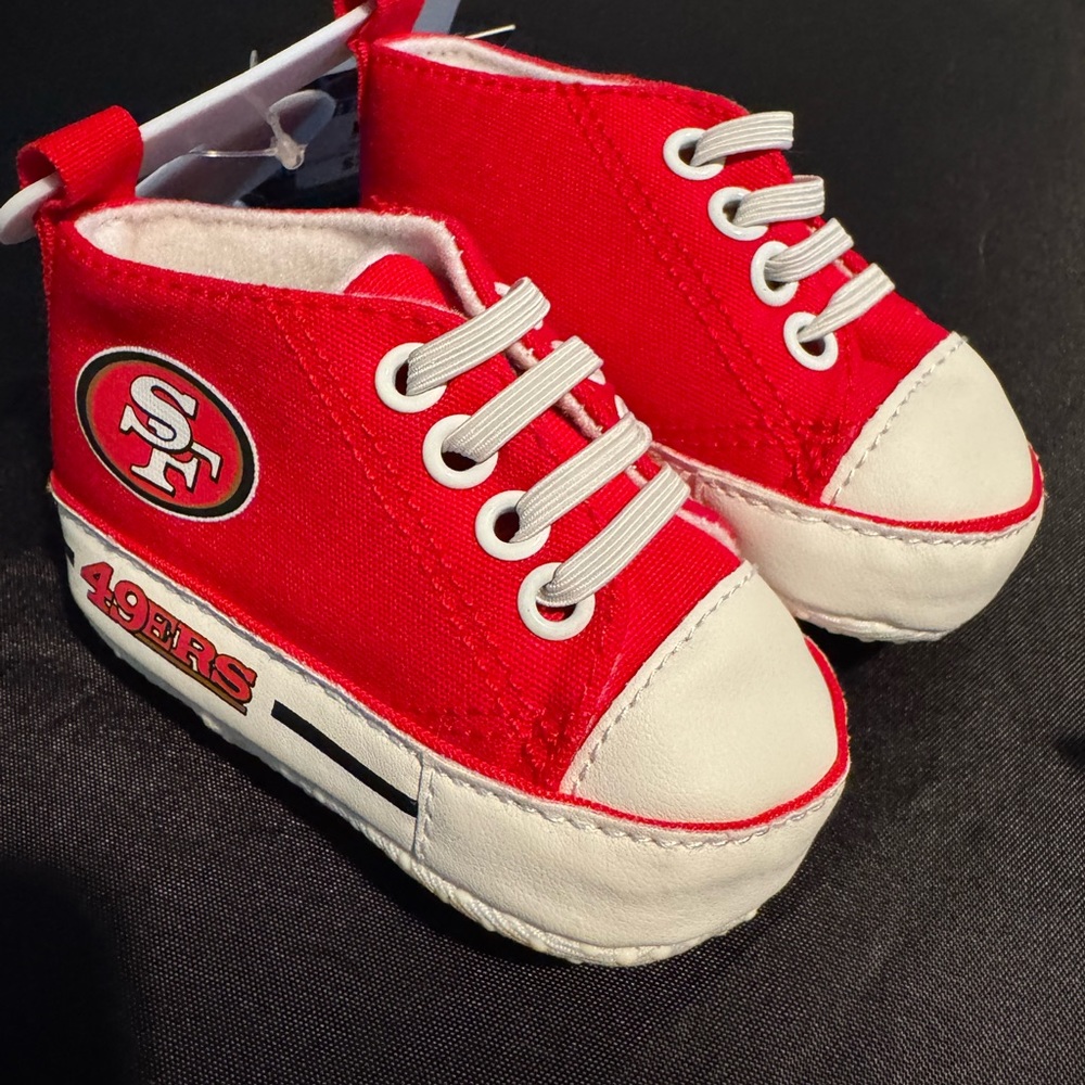 NFL Red and White Kids 49ers Canvas Sneakers Pre walkers